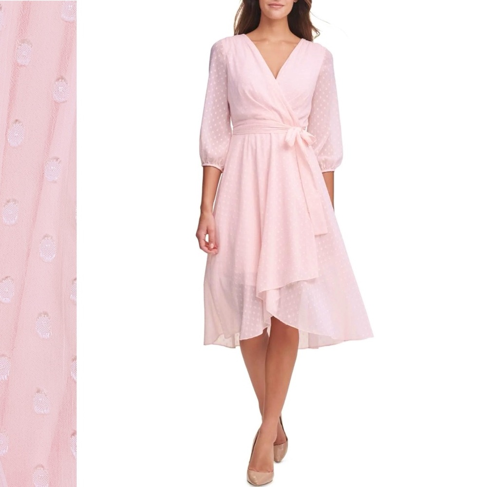 Tommy Hilfiger Pale Pink Asymmetrical Wrap Dress - Picture 1 of 12